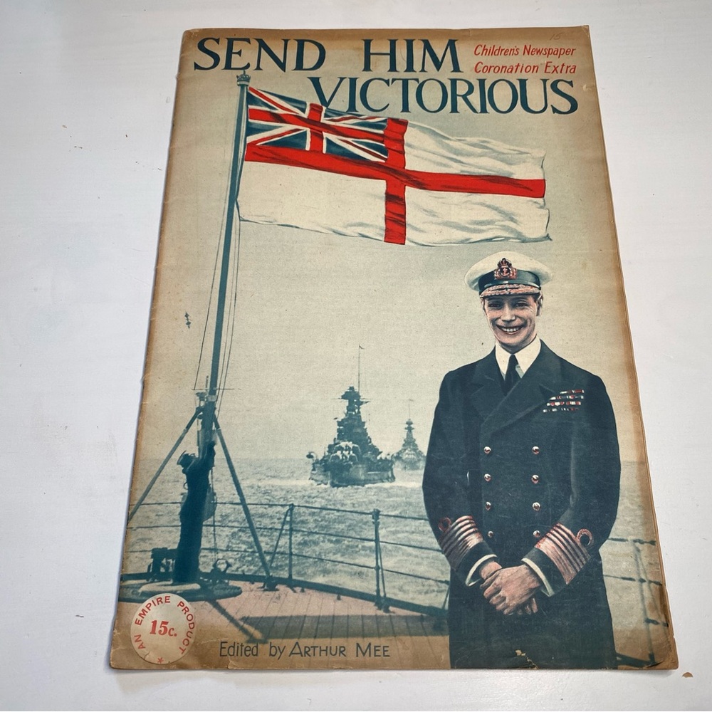 Childrens Newspaper 1937 Coronation George VI White Ensign HMS Hood Navy BBC 30s